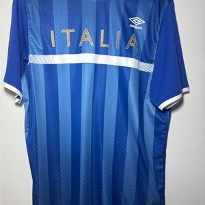 EUC Umbro Italia Blue Stripe Soccer Jersey Mens Size Large